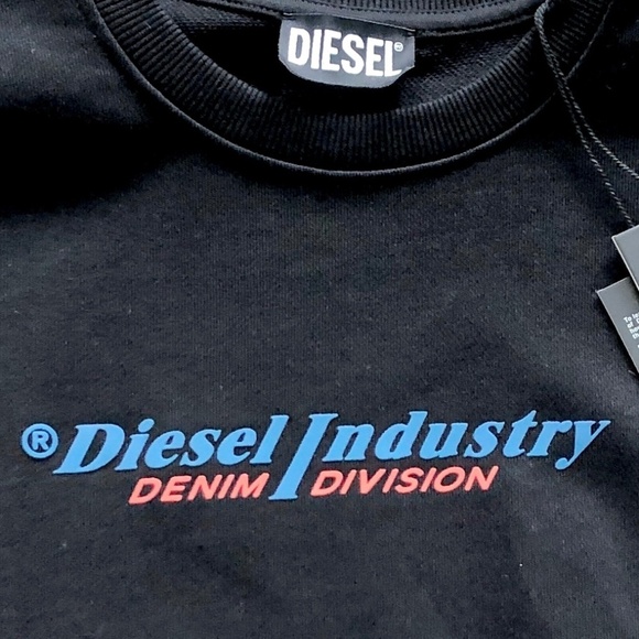 Diesel S-Ginn New Industries Logo Mens Crew Neck Sweatshirt Pullover M Black New - Picture 5 of 13